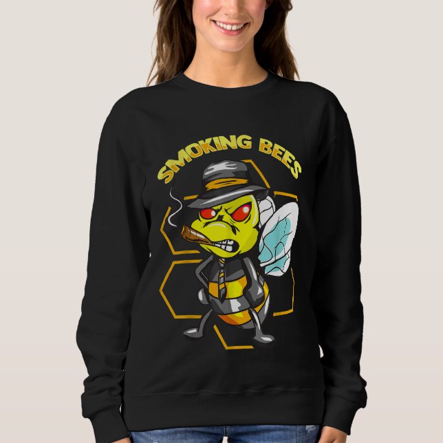 Beekeeper Smoking Bees Honey Bee Graphic Sweatshirt (Front)