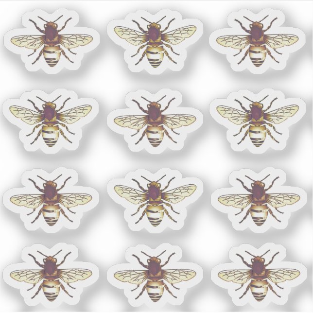 Beekeeper Vintage Gold Honeybee Waterproof Label (Front)