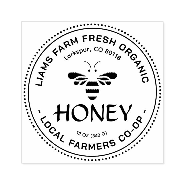 Beekeeper's Honey Stamp with Cute Stylised Bee  (Imprint)