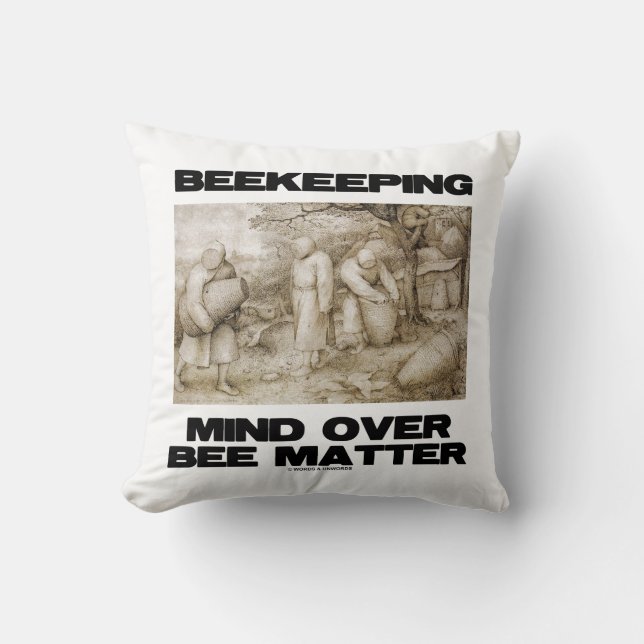 Beekeeping Mind Over Bee Matter Cushion (Front)
