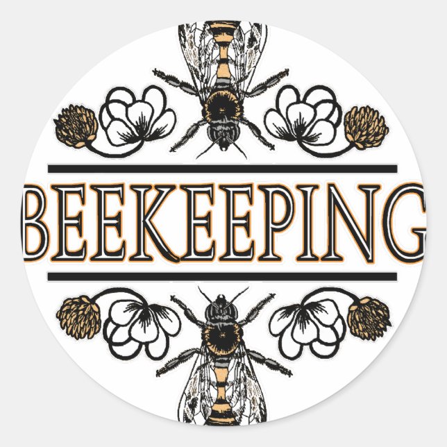 beekeeping with worker bees classic round sticker (Front)