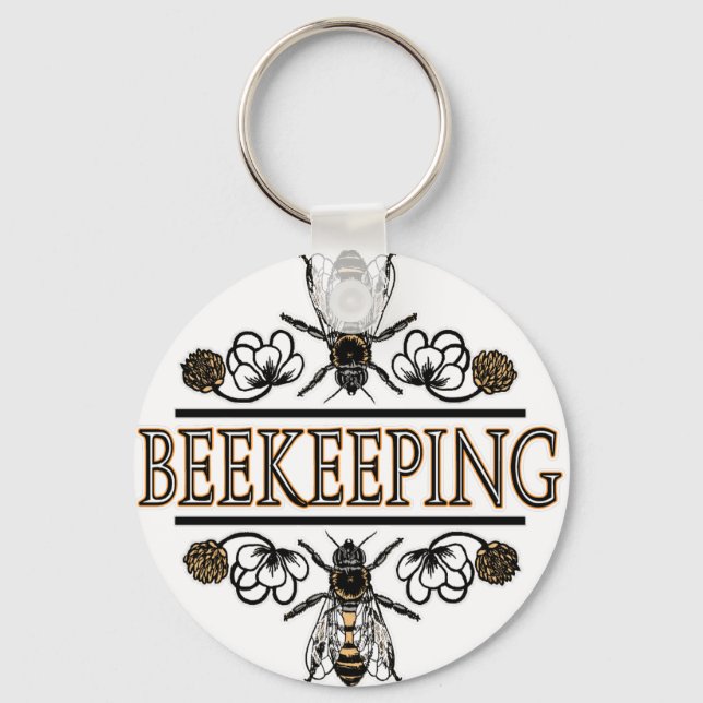 beekeeping with worker bees key ring (Front)