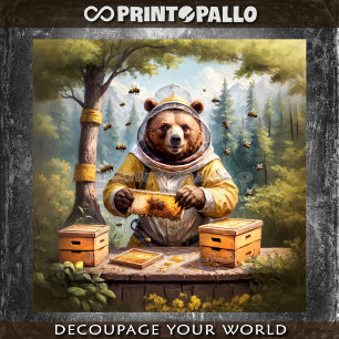 Beekeper bear takes care of its bee and... honey! tissue paper