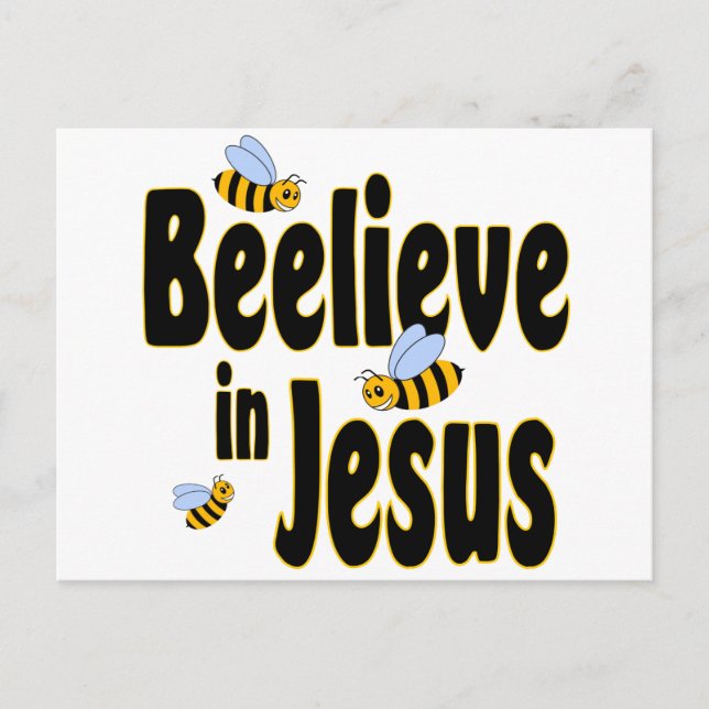 Beelieve in Jesus Black Postcard (Front)