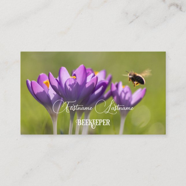 Beemaster honey apiarist beekeeper flying bee business card (Front)