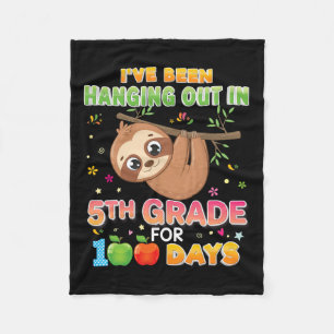 Been Hanging Out In 5th Grade For 100 Days Sloth 1 Fleece Blanket