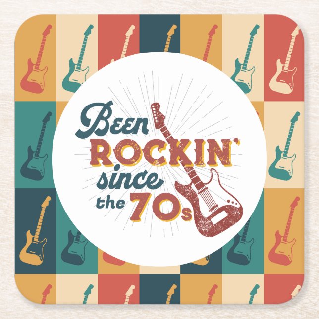 Been Rocking Since customisable paper coaster (Front)