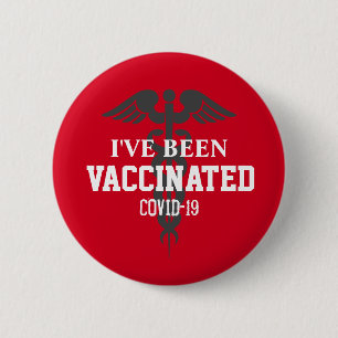 Been Vaccinated Covid 19 Vaccine Red 6 Cm Round Badge