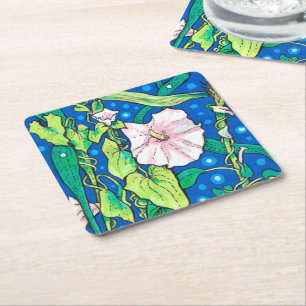 Beendweed Reed Summer Wildflowers Floral Painting Square Paper Coaster