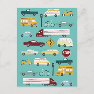 Beep Beep Stuck in Traffic Pattern Postcard