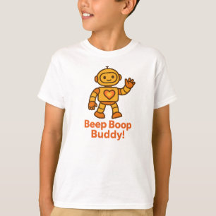Beep Boop Buddy Cute Orange Robot Graphic T-Shirt