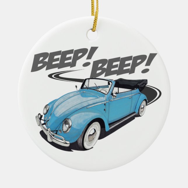 Beep Goes The Car Ceramic Ornament (Front)