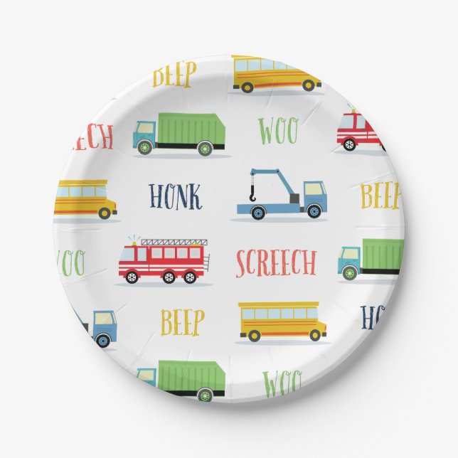 Beep Honk screech all over Paper Plates (Front)