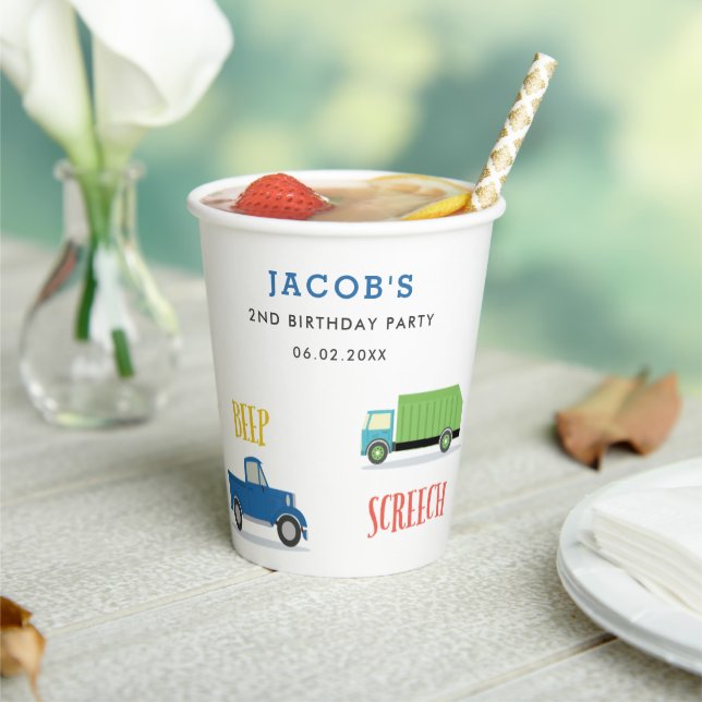 Beep honk woo truck birthday party Paper cup (Insitu)