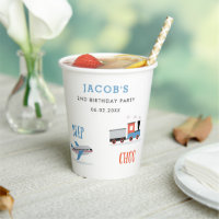 Beep Vroom woo Airplane2 birthday party Paper cup