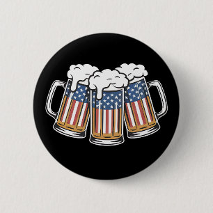 Beer 4th Of July American Flag US Vintage Retro 6 Cm Round Badge