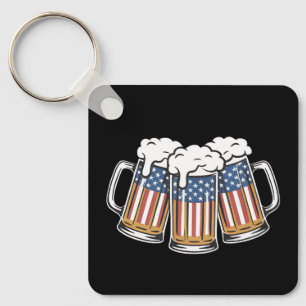 Beer 4th Of July American Flag US Vintage Retro Key Ring