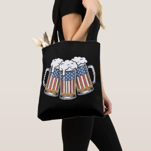 Beer 4th Of July American Flag US Vintage Retro Tote Bag