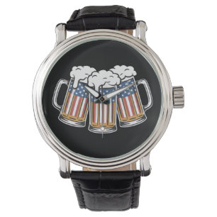 Beer 4th Of July American Flag US Vintage Retro Watch