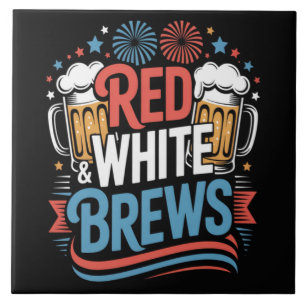 Beer 4th of July Ceramic Tile