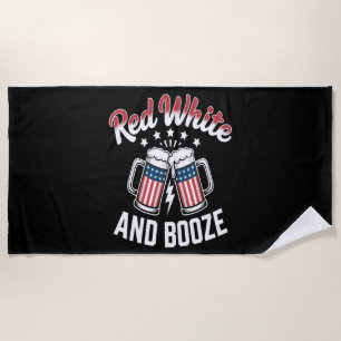 Beer 4th Of July , Patriotic Party Beach Towel