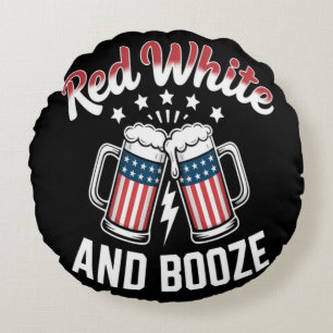 Beer 4th Of July , Patriotic Party Round Cushion