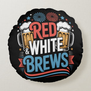 Beer 4th of July Round Cushion