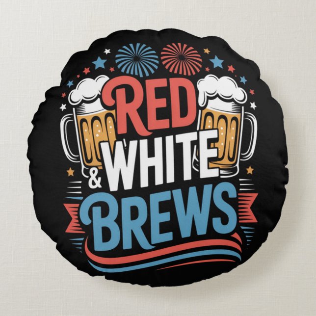 Beer 4th of July Round Cushion (Front)