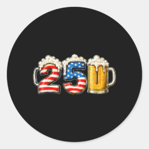Beer Aamerican Flag 4th Of July Men Women America Classic Round Sticker