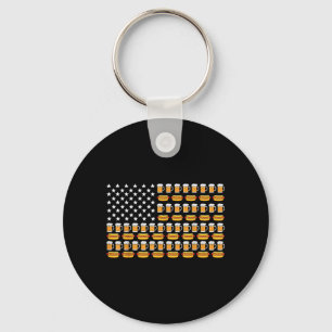 Beer Aamerican Flag Patriotic Drinking 4th Of July Key Ring