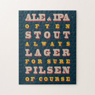 Beer Always. Vintage beer poster. Beer Jigsaw Puzzle