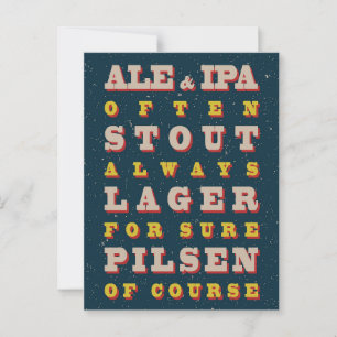 Beer Always. Vintage beer poster. Beer Postcard