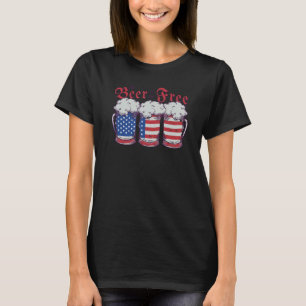 Beer American Flag 4th Of July Men Women American  T-Shirt