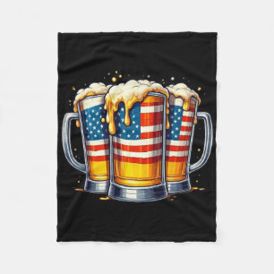 Beer American Flag 4th Of July Men Women Drinking Fleece Blanket
