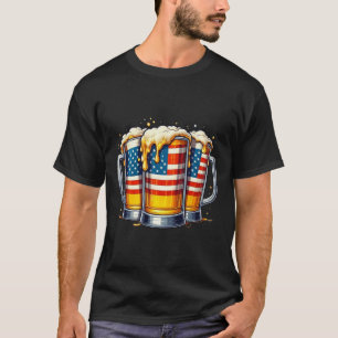 Beer American Flag 4th Of July Men Women Drinking T-Shirt