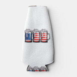 Beer American Flag 4th of July Men Women Merica Dr Bottle Cooler