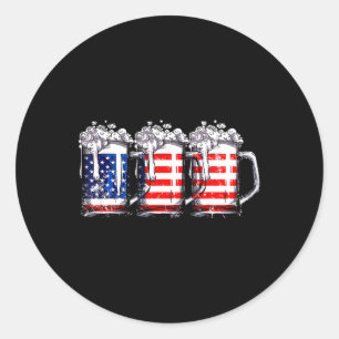 Beer American Flag 4th Of July Men Women Merica Dr Classic Round Sticker