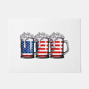 Beer American Flag 4th of July Men Women Merica Dr Doormat