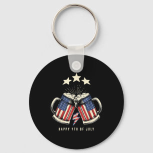 Beer American Flag 4th Of July Men Women Merica Dr Key Ring