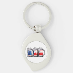 Beer American Flag 4th of July Men Women Merica Dr Key Ring