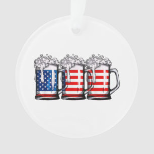 Beer American Flag 4th of July Men Women Merica Dr Ornament
