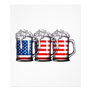 Beer American Flag 4th of July Men Women Merica Dr Photo Print
