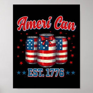 Beer American Flag 4th Of July Men Women Merica Dr Poster