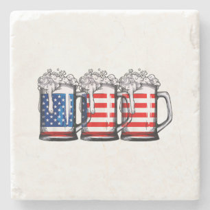 Beer American Flag 4th of July Men Women Merica Dr Stone Coaster