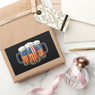 Beer American Flag 4th of July Merica Drinking USA Rectangular Sticker