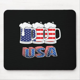 Beer American Flag 4th Of July Merica Usa Drinking Mouse Pad
