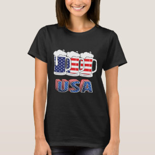 Beer American Flag 4th Of July Merica Usa Drinking T-Shirt