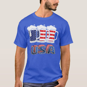 Beer American Flag 4th Of July Merica USA Drinking T-Shirt