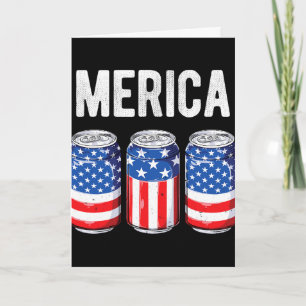 Beer American Flag 4th Of July Merica Usa Men Wome Card