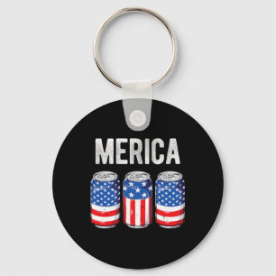 Beer American Flag 4th Of July Merica Usa Men Wome Key Ring